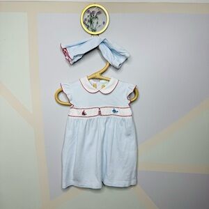 Baby threads Pima cotton striped dress with bloomers